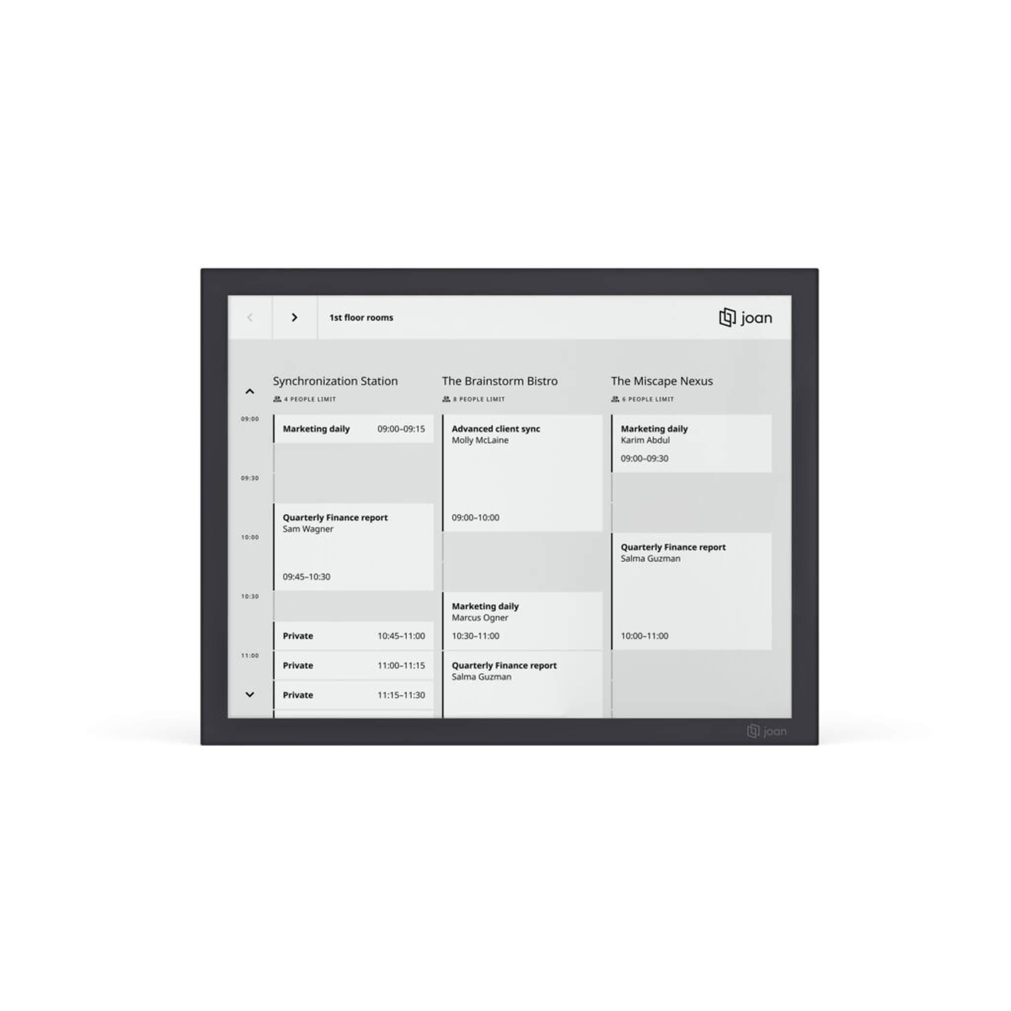 joan 13 Pro Black Raumbuchungssystem E-Ink-Display 13 Zoll Touch-Raumplanungstafel | Multiroom-Funktion