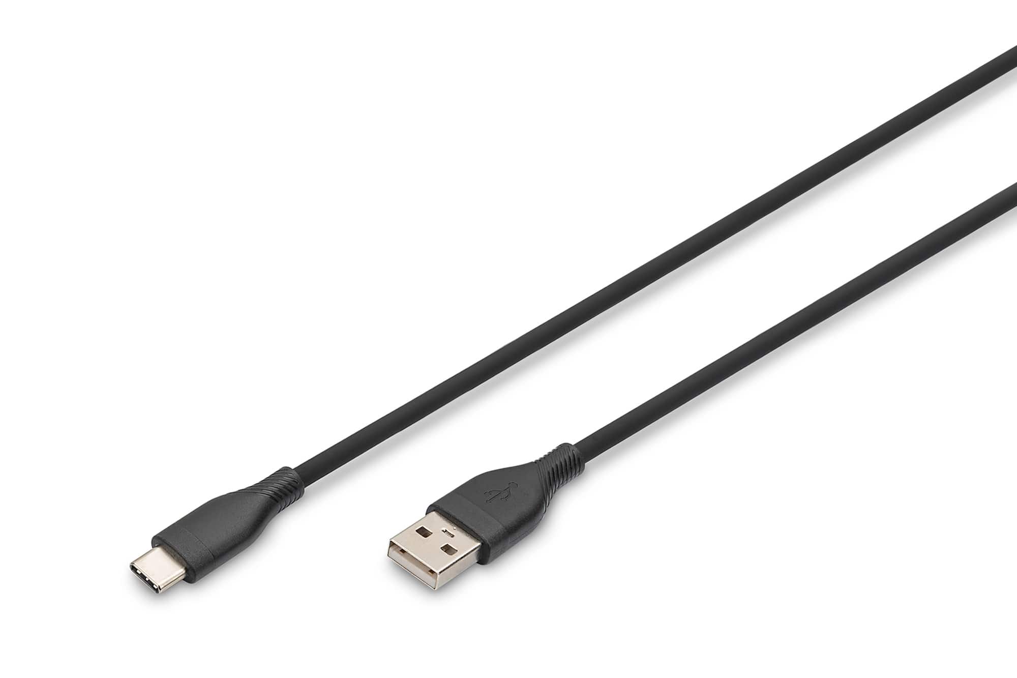 DIGITUS USB-C Silikon-Gel Kabel 0,5m | USB-C - USB-A